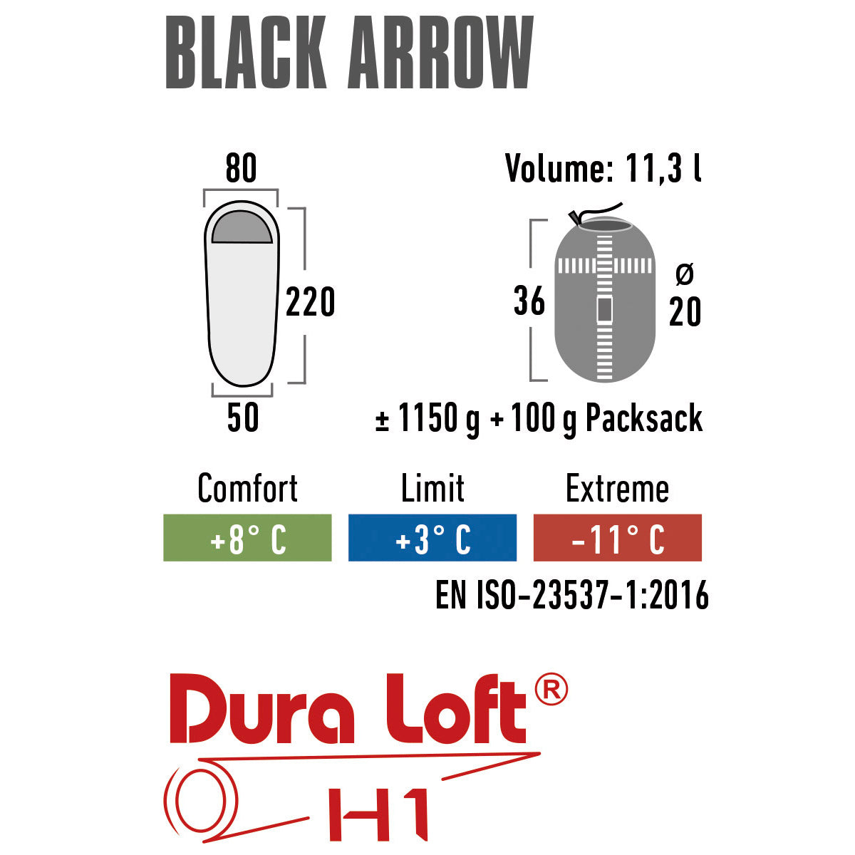 Спальний мішок High Peak Black Arrow/+3°C Green/Red Left (23054)