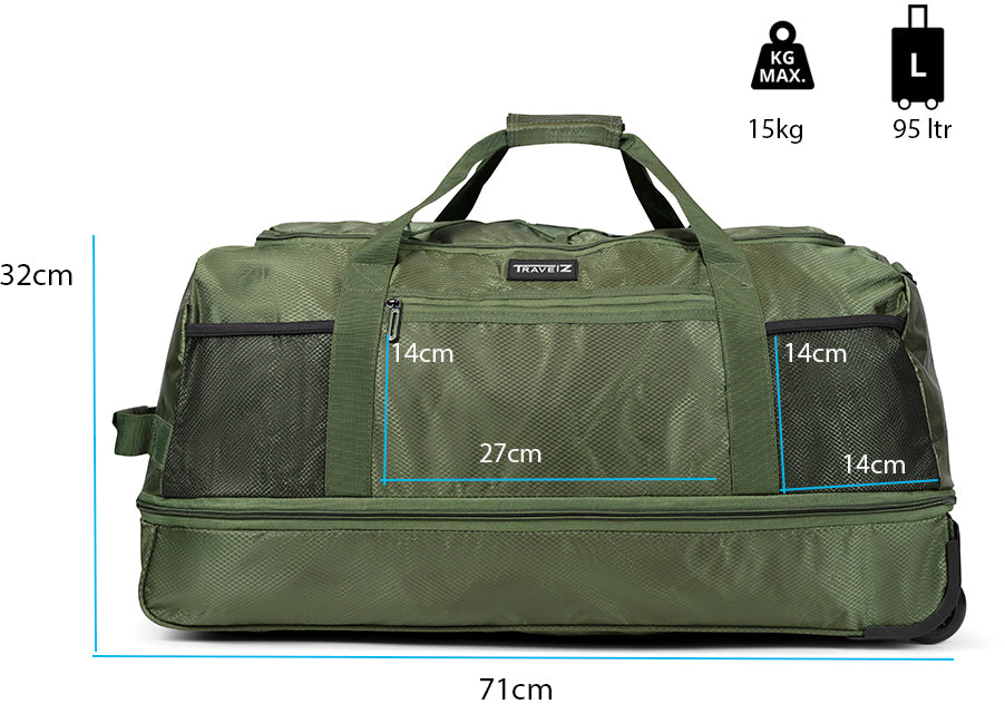 Сумка дорожня на колесах TravelZ Wheelbag Doubleloader foldable green (603097)