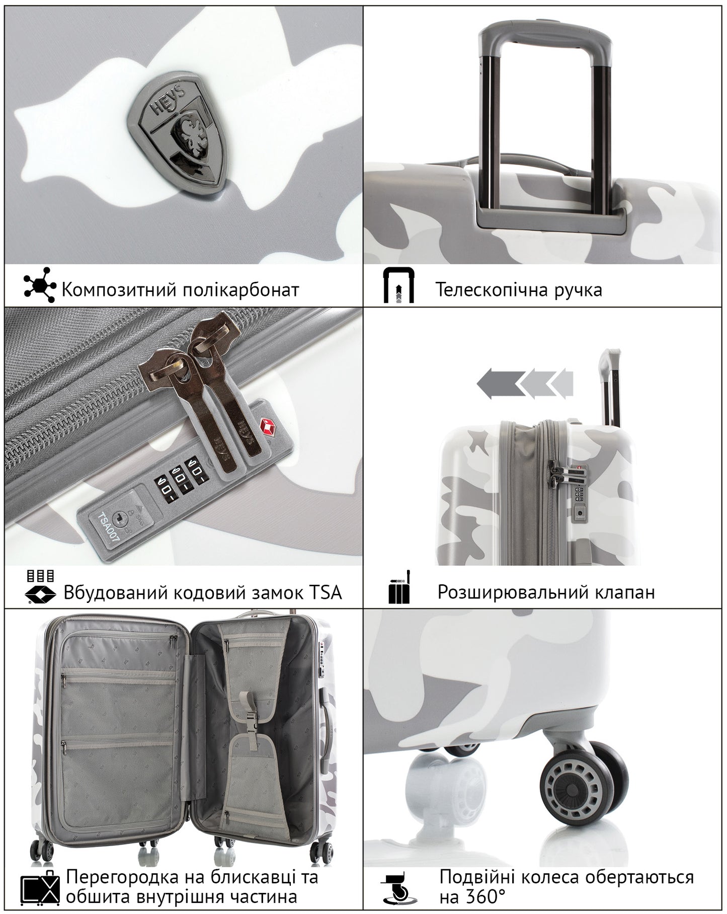 Валіза Heys White Camo (S) (13126-3045-21)