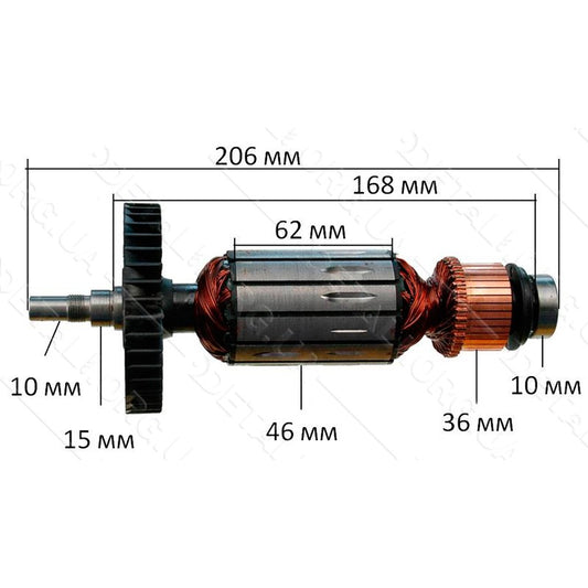 якір болгарка Sparky 230 MA 2000 різьблення середина оригінал 111845( 206*46 посадка 10мм)