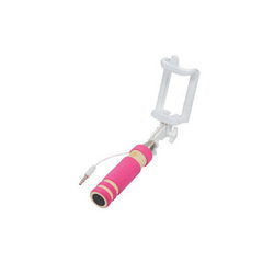 Монопод для селфи MINI L=140-500mm подкл. проводное розовая ручка