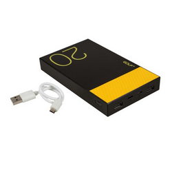 Зовнішня АКБ GOLF HIVE20 Li-Polymer 2xUSB 5V 20000mAh 151x89x21mm для моб. тел. чорний/жовтий
