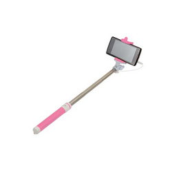 Монопод для селфі MONOPOD L=185-640mm підкл. дротова рожева ручка