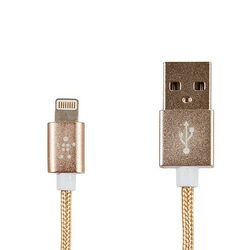 USB дата-кабель (Lightning) Belkin в оплетке L=1200mm для моб. тел. iPhone 5 Apple золотистый