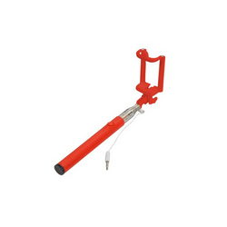Монопод для селфи SELFIE STICK L=205-900mm подкл. проводное красная ручка