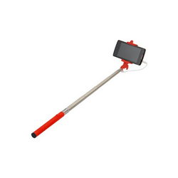 Монопод для селфи SELFIE STICK L=205-900mm подкл. проводное красная ручка
