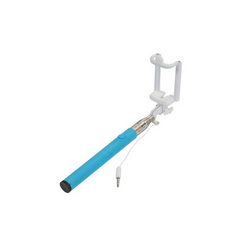 Монопод для селфи SELFIE STICK L=205-900mm подкл. проводное голубая ручка