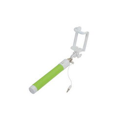 Монопод для селфи SELFIE STICK L=200-780mm с кноп. подкл. проводное зеленая ручка