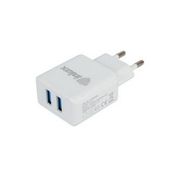 Зарядне устр. Inkax CD-01 (вх. 220V вих. 2xUSB 5V 2.1A) + кабель USB/Micro-USB для моб. тел. білий
