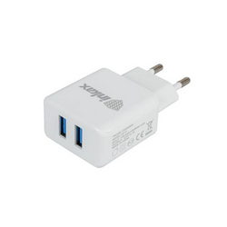 Зарядне устр. Inkax CD-01-IP (вх. 220V вих. 2xUSB 5V 2.1A) + кабель USB/ Lightning для моб. тел.