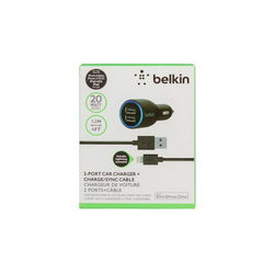 Зарядне устр. автомоб. Belkin (вх.12V вих. 2xUSB 5V 2.1A) + кабель USB/Lightning для моб. тел. чорн