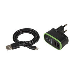 Зарядное устр. Belkin (вх. 220V вых. 2xUSB 5V 2.1A) + кабель USB/Lightning для моб. тел. черный