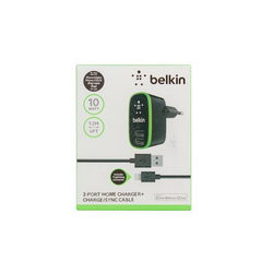 Зарядне устр. Belkin (вх. 220V вих. 2xUSB 5V 2.1A) + кабель USB/Lightning для моб. тел. чорний