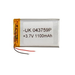 Полимерный аккумулятор UK 043759P 3,7V 1100mAh 38x60x??mm
