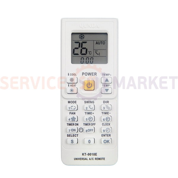 Пульт универ. для кондиционера KT-9018 (4000 кодов) Qunda