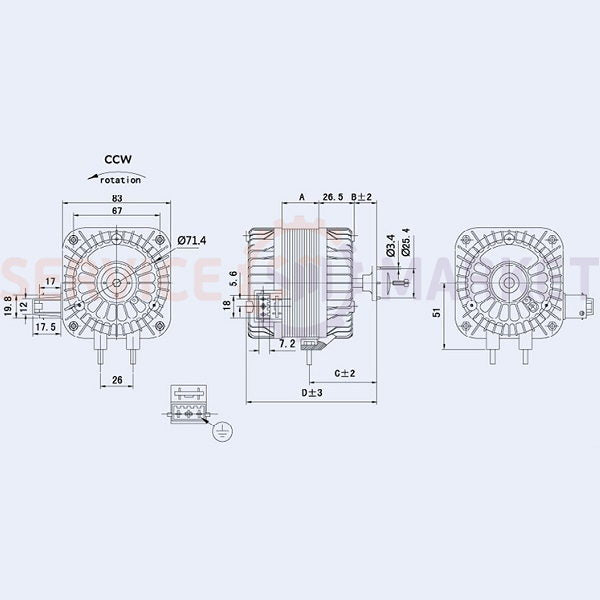 Двигатель обдува Weiguang YZF 16-25 16W