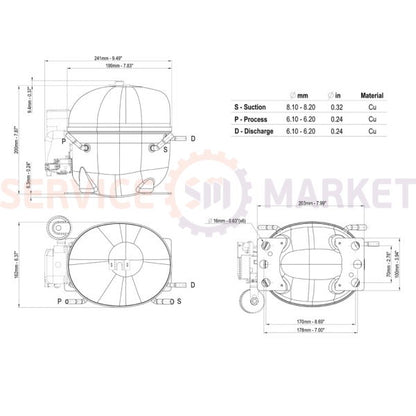 Компрессор для холодил. EMBRACO NE2130Z R134a 313W (с пуск. реле CSIR)