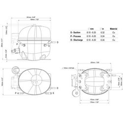 Компрессор для холодил. EMBRACO NE2134Z R134a 359W (с пуск. реле CSIR)