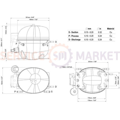 Компрессор для холодильника EMBRACO ASPERA NEK2150GK R404a 609W