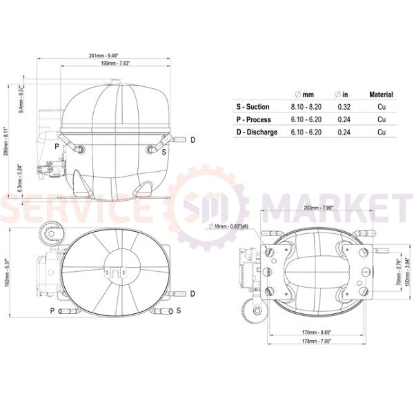 Компрессор для холодил. EMBRACO ASPERA NEU2155GK R404a 653W (с пуск. реле CSIR)