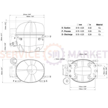 Компрессор для холодил. EMBRACO ASPERA NEU2155GK R404a 653W (с пуск. реле CSIR)