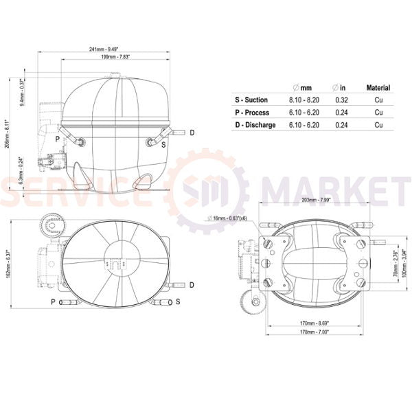 Компрессор для холодил. EMBRACO NEK2168GK R404a 684W (с пуск. реле CSIR)