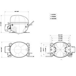 Компрессор для холодил. EMBRACO EMT2130U R290 335W (с пуск. реле CSIR)