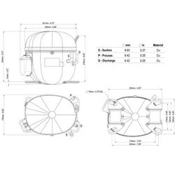 Компрессор для холодил. EMBRACO NT2210U R290 1165W (с пуск. реле CSCR)