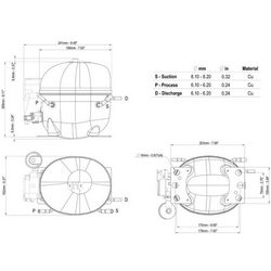 Компрессор для холодил. EMBRACO ASPERA NEK6214Z R134a 1461W (с пуск. реле CSIR)