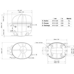 Компрессор для холодил. EMBRACO ASPERA NEU6214U R290 1019W (с пуск. реле CSR)