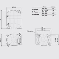 Компрессор для холодил. EMBRACO ASPERA NJ9232P R22 3620W (с пуск. реле 3PHASE)