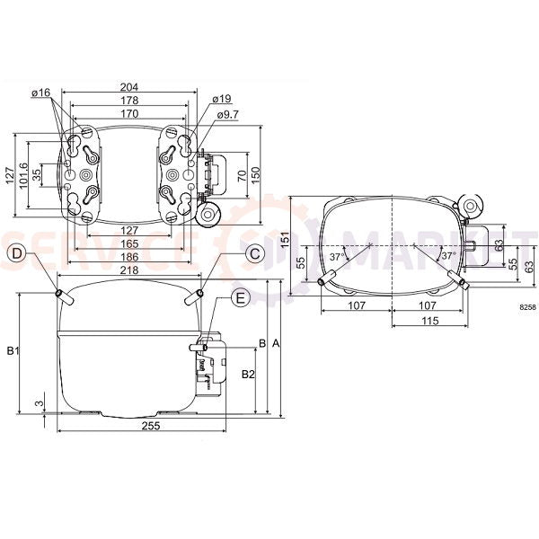 Компрессор для холодил. SECOP (DANFOSS) SC15MLX R404а/R507а 1285W (с пуск. реле BN171