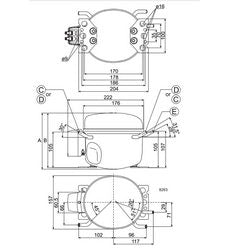 Компрессор для холодил. SECOP (DANFOSS) TL3G R134a 58W (с пуск. реле RSIR/CSIR)