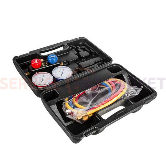 Коллектор  двухвентильный НЅ-410A-P Whicepart c манометром + стекло + 3 шланга 900mm (R-410)