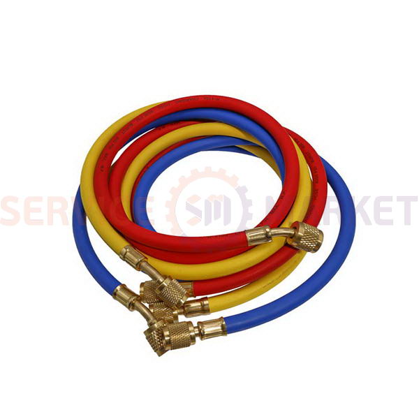 Набор заправочных шлангов с краном VALUE (3 шт.x900mm 1/4" SAEx1/4” SAE) для фреона R22