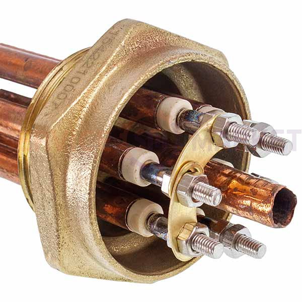 Блок тенів 6kW 220-380V мідний L=335mm гайка 1,5&amp;apos(48mm) для електричного котла SANAL