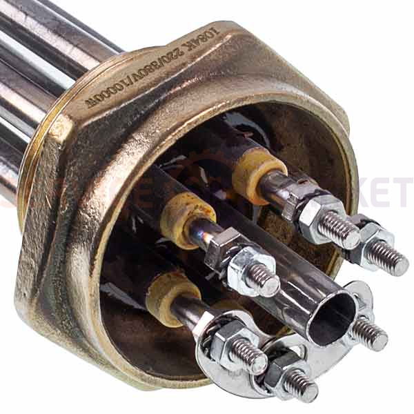 Блок тенів 10kW 220-380V (нержавіюча сталь) L=385mm гайка 1,5&apos&apos для електричного котла Koolwen