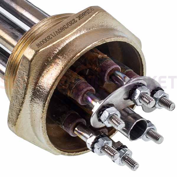 Блок тенів 12kW 220-380V (нержавіюча сталь) L=435mm гайка 1,5&amp;apos&amp;apos для електричного котла Koolwen