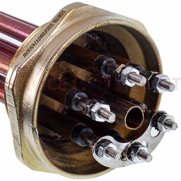 Блок тенів 4,5kW 220-380V мідний L=290mm гайка 2&apos&apos для електричного котла Koolwen