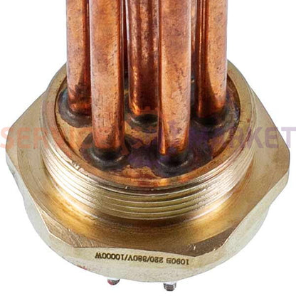 Блок тенів 10kW 220-380V мідний L=385mm гайка 2&amp;apos&amp;apos для електричного котла Koolwen