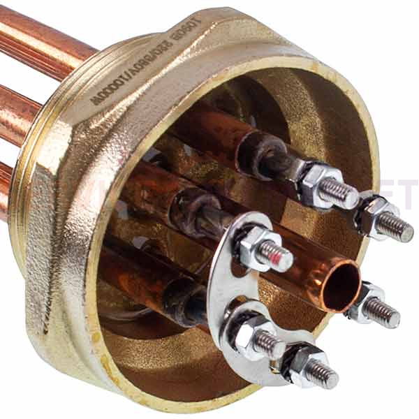 Блок тенів 10kW 220-380V мідний L=385mm гайка 2&amp;apos&amp;apos для електричного котла Koolwen