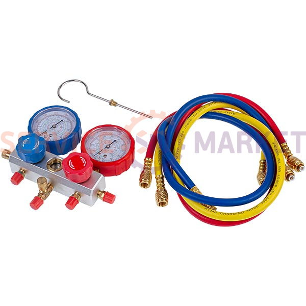 Манометрический колектор 2-вентильний SBF-L-03 R134A (R410A R404A R22 R134A) + шланги 3шт.x900mm
