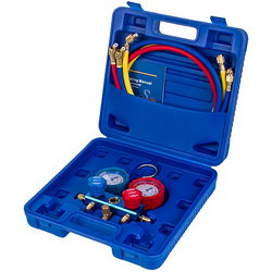 Манометричний колектор 2-вентильний LEETO LMG-2-R410A (R410 R407 R134 R22) + шланги 3шт.x1200mm