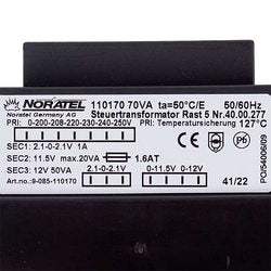 Трансформатор силовий Rational 40.00.277 1001.70 200-250V(70VA)-2.1V(1VA)/11.5V(20VA)/12V(50VA)