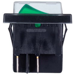 Вимикач SX82 16A-250V/20A-125V двополюсний з підсвічуванням (універсальний) зелений