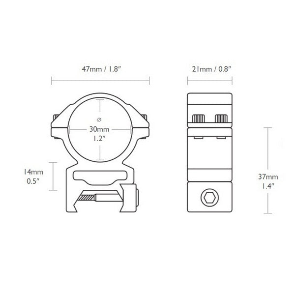 Кольца Hawke Reach Forward 30mm/Weaver/High extension 2" (22127)