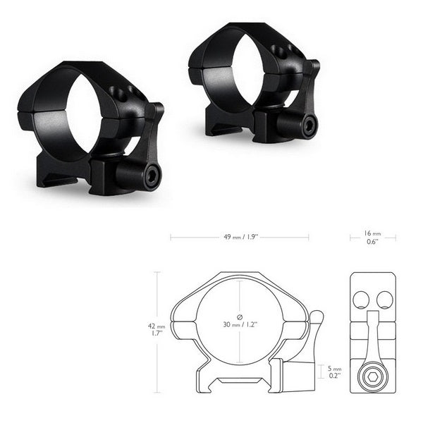 Кольца Hawke Precision Fast Release 30mm/Weaver/Low (23015)