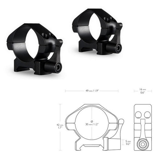 Кольца Hawke Precision Fast Release 30mm/Weaver/Low (23015)