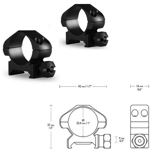 Кольца Hawke Precision 1"/Weaver/Low (23000)