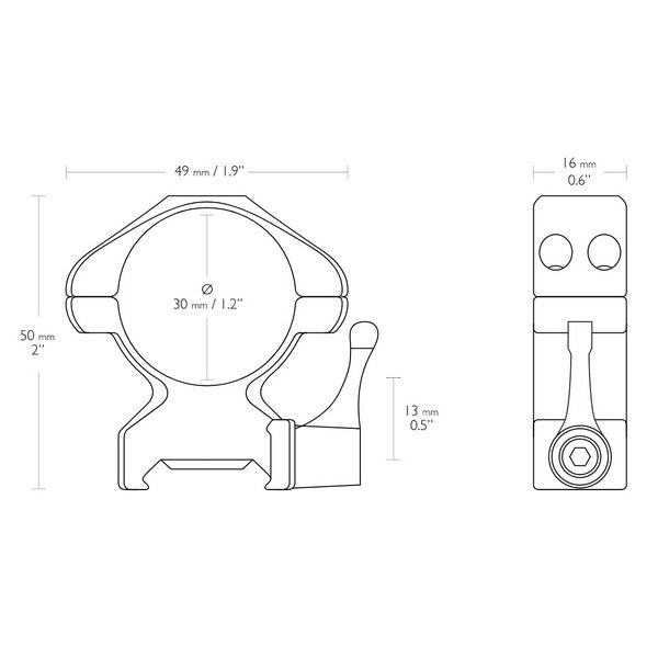 Кольца Hawke Precision Fast Release 30mm/Weaver/High (23017)